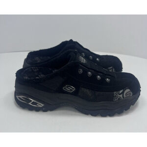 Skechers Premium Sport Black Leather Fleece Lined Slide Women's Size 6